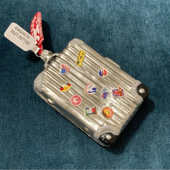 Anthropologie Jetsetter Suitcase Glass Ornament NWT - Picture 2 of 9